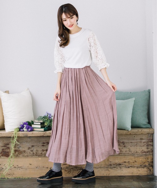 Mysa&Liina(ミーサリーナ)の「スラブフレアスカート(スカート・レディース・ネイビー/ピンク/ミント/グレイッシュベージュ・M)」の9枚目の写真