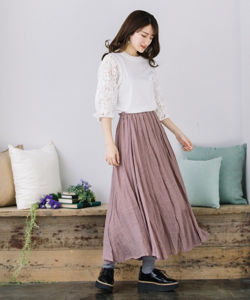 Mysa&Liina(ミーサリーナ)の「スラブフレアスカート(スカート・レディース・ネイビー/ピンク/ミント/グレイッシュベージュ・M)」の11枚目の写真