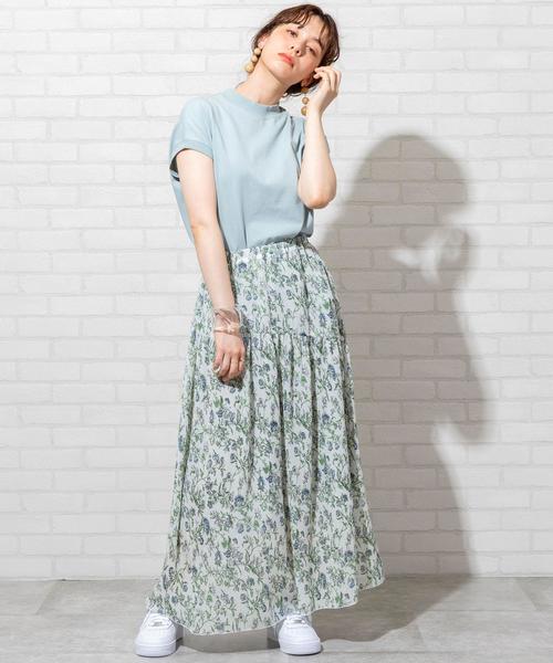 coen（コーエン）の「楊柳フラワープリントスカート（スカート・レディース・オフホワイト/ダークグレー・FREE）」の14枚目の写真