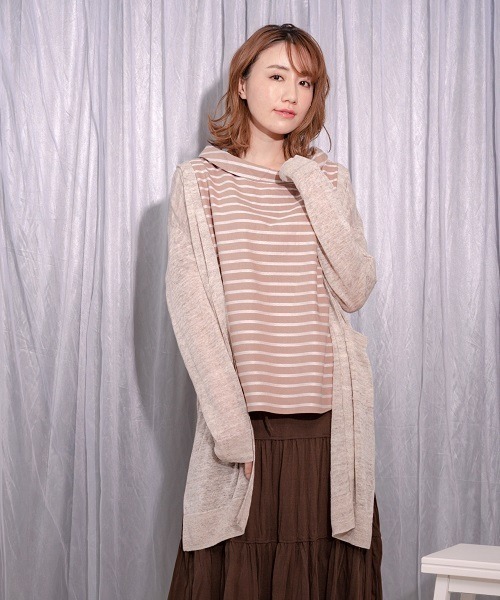 NORD SUD（ノールシュド）の「【 NORD SUD/ノールシュド】接触冷感 クールフレンチリネン トッパー ロングカーディガン（カーディガン/ボレロ・レディース・ベージュ/ブラウン/杢グレー/インディゴブルー・MEDIUM/LARGE）」の3枚目の写真