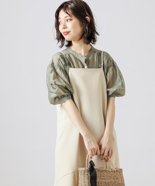 natural couture（ナチュラルクチュール）の「シアーカルゼギャザーブラウス（シャツ/ブラウス・レディース・ブラック/カーキ/アイボリー/ラベンダー/レンガ・FREE）」の3枚目の写真