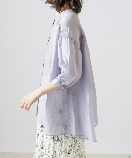 natural couture（ナチュラルクチュール）の「シアーカルゼギャザーブラウス（シャツ/ブラウス・レディース・ブラック/カーキ/アイボリー/ラベンダー/レンガ・FREE）」の20枚目の写真