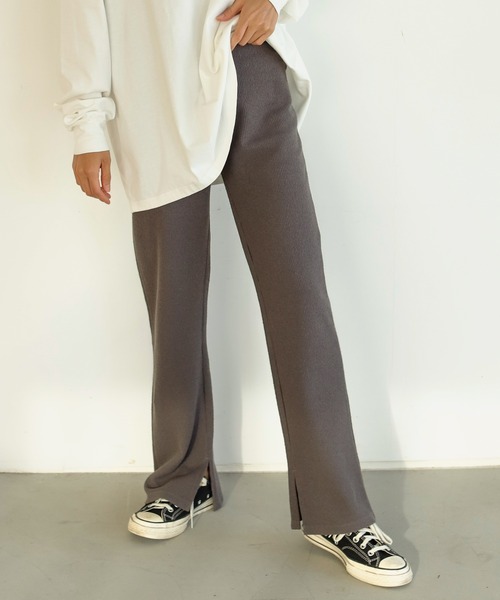 Auntie Rosa Holiday（アンティローザホリデー）の「ループテレコスリットフレアレギンスパンツ（レギンス/スパッツ・レディース・チャコールグレー/モカ/カーキ・FREE）」の15枚目の写真