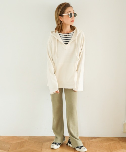 Auntie Rosa Holiday（アンティローザホリデー）の「ループテレコスリットフレアレギンスパンツ（レギンス/スパッツ・レディース・チャコールグレー/モカ/カーキ・FREE）」の13枚目の写真