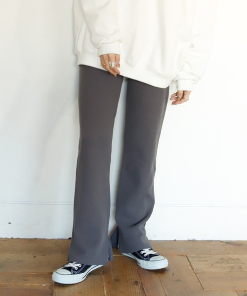 Auntie Rosa Holiday（アンティローザホリデー）の「ループテレコスリットフレアレギンスパンツ（レギンス/スパッツ・レディース・チャコールグレー/モカ/カーキ・FREE）」の16枚目の写真