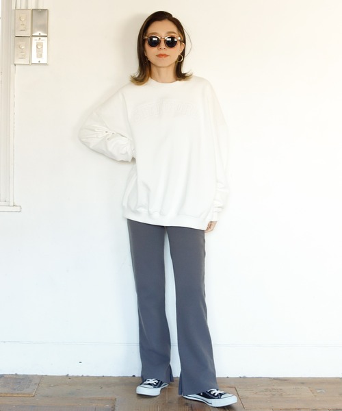 Auntie Rosa Holiday（アンティローザホリデー）の「ループテレコスリットフレアレギンスパンツ（レギンス/スパッツ・レディース・チャコールグレー/モカ/カーキ・FREE）」の19枚目の写真