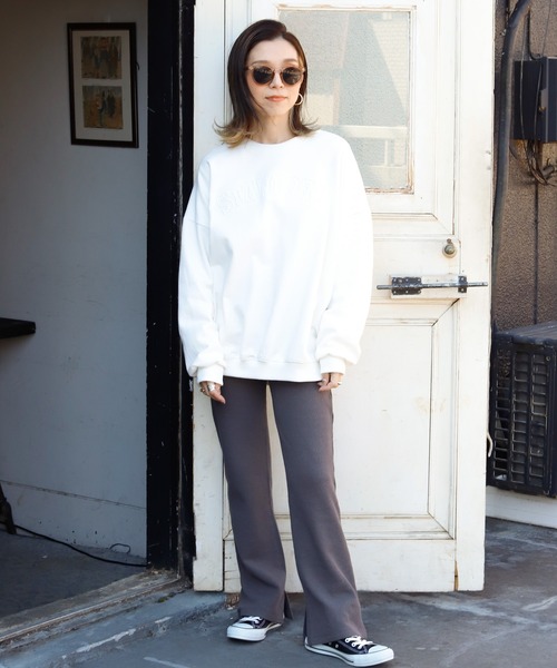 Auntie Rosa Holiday（アンティローザホリデー）の「ループテレコスリットフレアレギンスパンツ（レギンス/スパッツ・レディース・チャコールグレー/モカ/カーキ・FREE）」の21枚目の写真