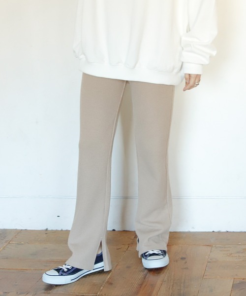 Auntie Rosa Holiday（アンティローザホリデー）の「ループテレコスリットフレアレギンスパンツ（レギンス/スパッツ・レディース・チャコールグレー/モカ/カーキ・FREE）」の22枚目の写真