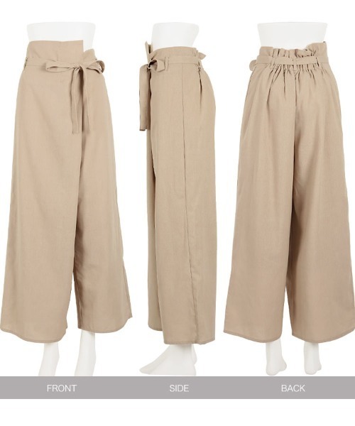 KOBE LETTUCE（コウベレタス）の「リネンブレンドアシメラップパンツ（その他パンツ・レディース・ベージュ/カーキ/アイボリー/モカ・FREE）」の8枚目の写真