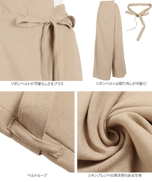 KOBE LETTUCE（コウベレタス）の「リネンブレンドアシメラップパンツ（その他パンツ・レディース・ベージュ/カーキ/アイボリー/モカ・FREE）」の10枚目の写真