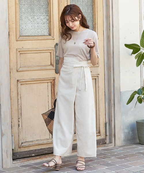 KOBE LETTUCE（コウベレタス）の「リネンブレンドアシメラップパンツ（その他パンツ・レディース・ベージュ/カーキ/アイボリー/モカ・FREE）」の11枚目の写真