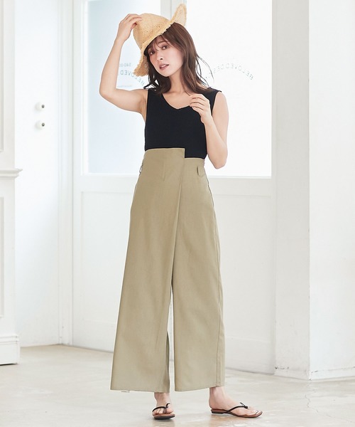 KOBE LETTUCE（コウベレタス）の「リネンブレンドアシメラップパンツ（その他パンツ・レディース・ベージュ/カーキ/アイボリー/モカ・FREE）」の14枚目の写真