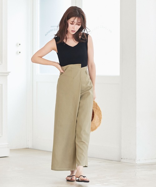 KOBE LETTUCE（コウベレタス）の「リネンブレンドアシメラップパンツ（その他パンツ・レディース・ベージュ/カーキ/アイボリー/モカ・FREE）」の15枚目の写真