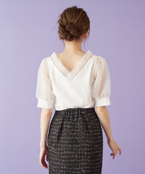 MIIA(ミーア)の「リボンパフスリーブトップス(シャツ/ブラウス・レディース・ブラック/ベージュ/オフホワイト・FREE)」の6枚目の写真