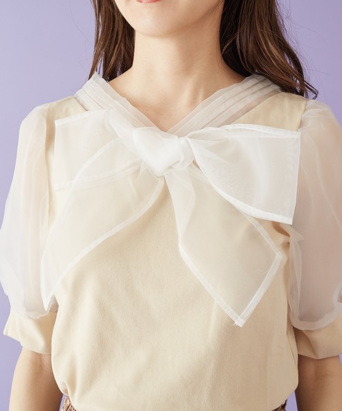 MIIA(ミーア)の「リボンパフスリーブトップス(シャツ/ブラウス・レディース・ブラック/ベージュ/オフホワイト・FREE)」の11枚目の写真