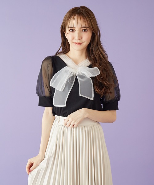 MIIA(ミーア)の「リボンパフスリーブトップス(シャツ/ブラウス・レディース・ブラック/ベージュ/オフホワイト・FREE)」の15枚目の写真