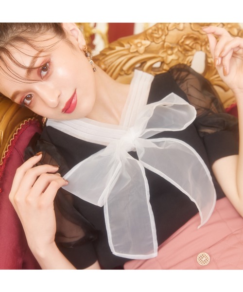 MIIA(ミーア)の「リボンパフスリーブトップス(シャツ/ブラウス・レディース・ブラック/ベージュ/オフホワイト・FREE)」の13枚目の写真