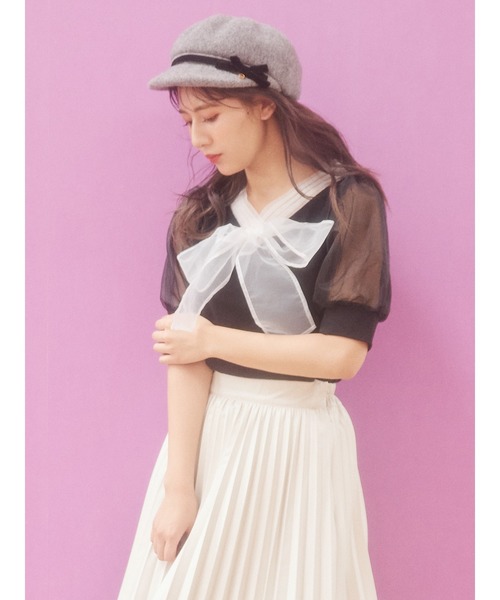 MIIA(ミーア)の「リボンパフスリーブトップス(シャツ/ブラウス・レディース・ブラック/ベージュ/オフホワイト・FREE)」の18枚目の写真