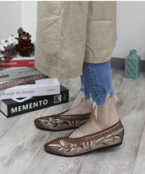 VIVIAN(ヴィヴィアン)の「フラットチャイナシューズ(バレエシューズ・レディース・ブラック/グレー系その他7/グリーン・M/LL/L/S)」の10枚目の写真