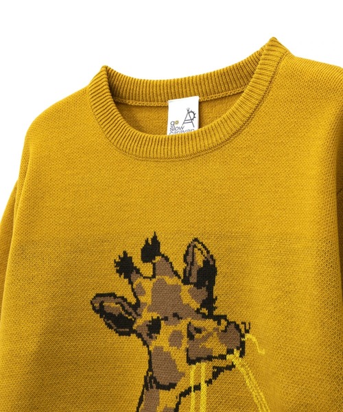go slow caravan とかげ柄 ニットセーター イエロー go slow caravan（ゴースローキャラバン）の「レオパードゲッコー