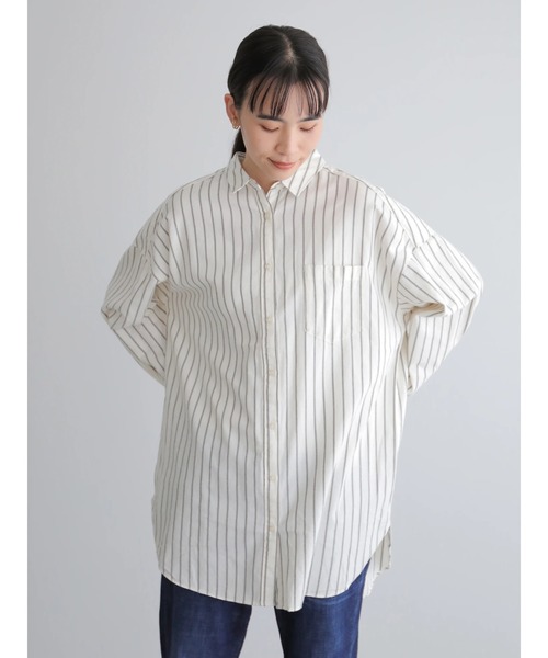 AMERICAN HOLIC(アメリカンホリック)の「バックスリット綿ビエラシャツチュニック2 ○*(シャツ/ブラウス・レディース・アイボリー/ベージュ/チェック/ストライプ・FREE)」の1枚目の写真