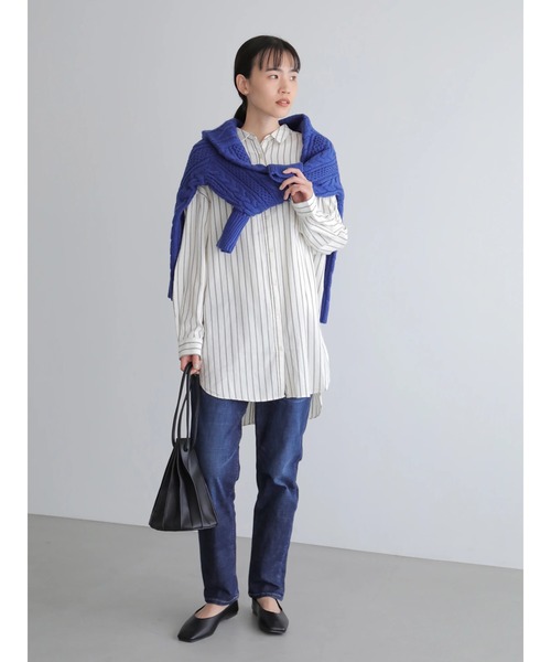 AMERICAN HOLIC(アメリカンホリック)の「バックスリット綿ビエラシャツチュニック2 ○*(シャツ/ブラウス・レディース・アイボリー/ベージュ/チェック/ストライプ・FREE)」の6枚目の写真
