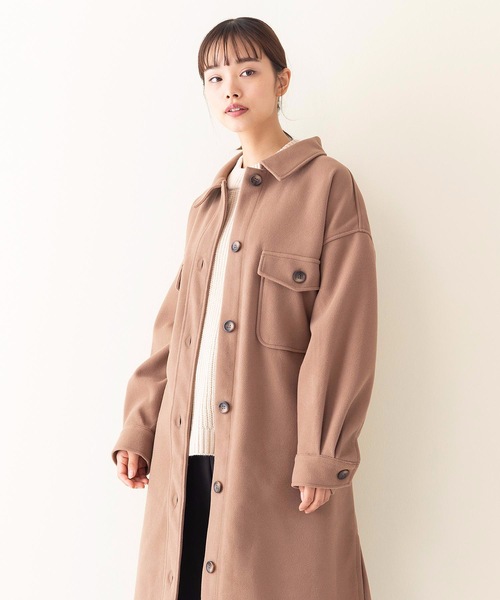fort point(フォーポイント)の「【FORT POINT】サイドスリットロングシャツコート フェイクウール素材 サイドスリット(チェスターコート・レディース・ライトピンク/ブラウン系その他/アイボリー・MEDIUM/LARGE)」の9枚目の写真