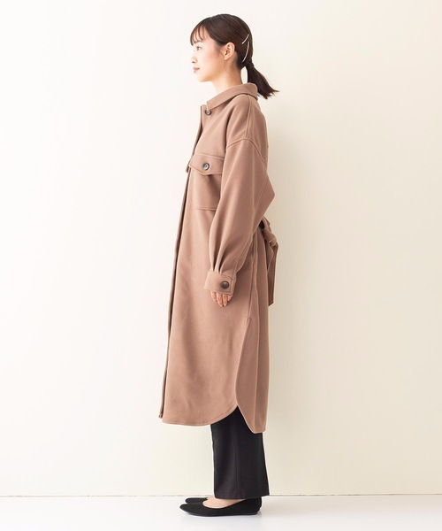 fort point(フォーポイント)の「【FORT POINT】サイドスリットロングシャツコート フェイクウール素材 サイドスリット(チェスターコート・レディース・ライトピンク/ブラウン系その他/アイボリー・MEDIUM/LARGE)」の10枚目の写真
