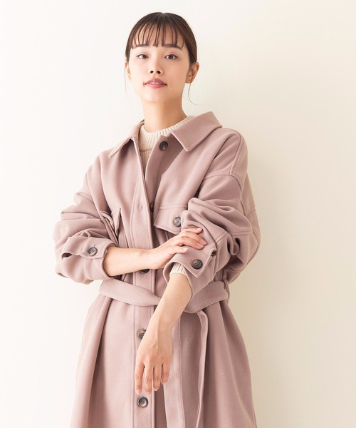 fort point(フォーポイント)の「【FORT POINT】サイドスリットロングシャツコート フェイクウール素材 サイドスリット(チェスターコート・レディース・ライトピンク/ブラウン系その他/アイボリー・MEDIUM/LARGE)」の21枚目の写真