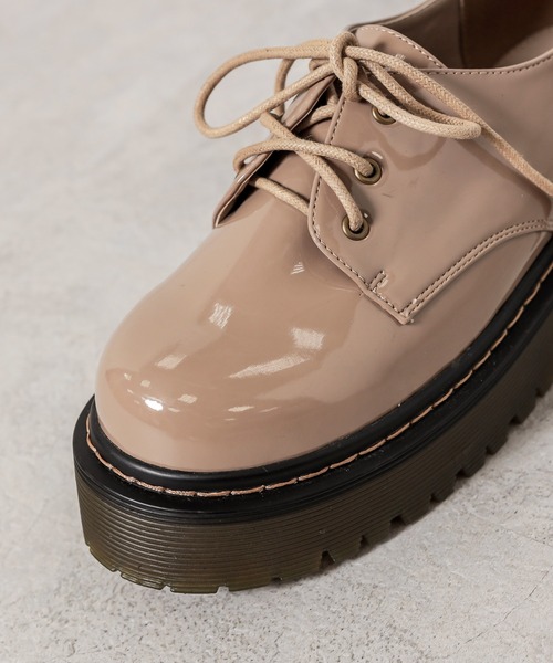 OLIVE des OLIVE ブラウン厚底シューズ Lサイズ OLIVE des OLIVE（オリーブデオリーブ） スニーカー サテンリボン厚底