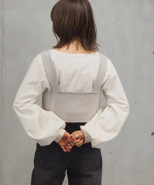 tiptop（ティップトップ）の「2021SS フロントドロストビスチェ×ロンTセット（ベスト・レディース・ブラック/ベージュ/イエロー/アイボリー・FREE）」の13枚目の写真