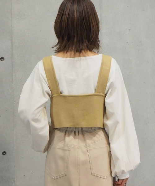 tiptop（ティップトップ）の「2021SS フロントドロストビスチェ×ロンTセット（ベスト・レディース・ブラック/ベージュ/イエロー/アイボリー・FREE）」の12枚目の写真