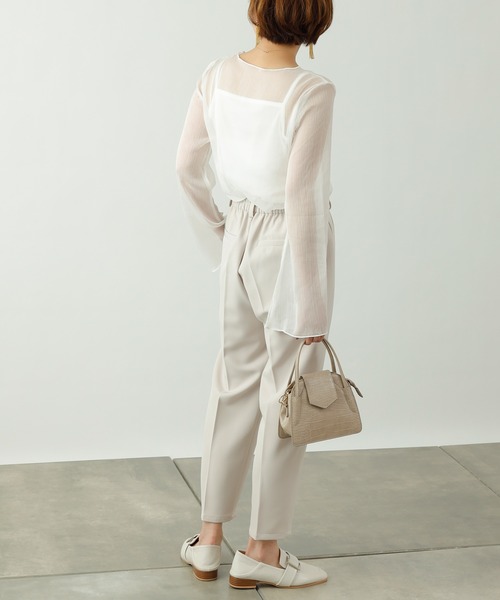 COLONY 2139（コロニートゥーワンスリーナイン）の「ダブルクロスセンタープレステーパードパンツ(セットアップ可)（スラックス・レディース・ブラック/ベージュ/イエロー・SMALL/MEDIUM/LARGE）」の10枚目の写真