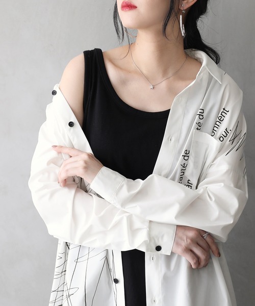 osharewalker（オシャレウォーカー）の「【廃盤】『アシメデザインプリントシャツ』（シャツ/ブラウス・レディース・オフホワイト・1/2）」の5枚目の写真