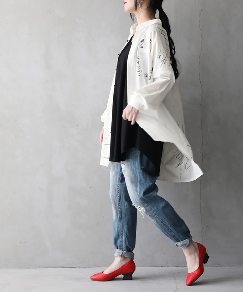 osharewalker（オシャレウォーカー）の「【廃盤】『アシメデザインプリントシャツ』（シャツ/ブラウス・レディース・オフホワイト・1/2）」の6枚目の写真