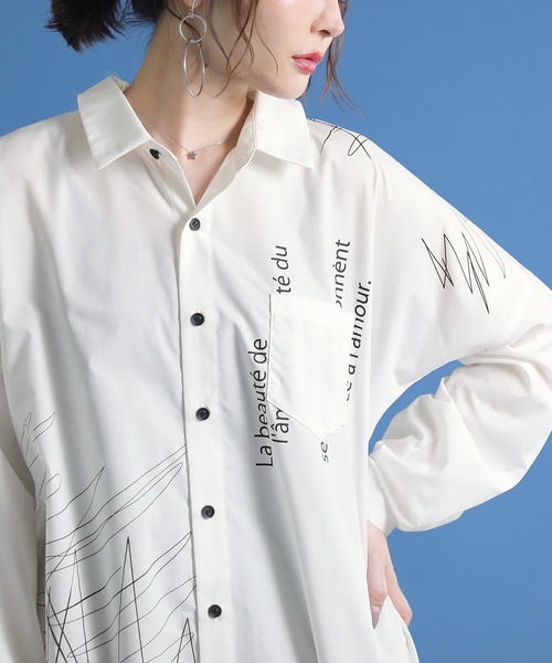 osharewalker（オシャレウォーカー）の「【廃盤】『アシメデザインプリントシャツ』（シャツ/ブラウス・レディース・オフホワイト・1/2）」の7枚目の写真