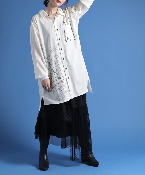 osharewalker（オシャレウォーカー）の「【廃盤】『アシメデザインプリントシャツ』（シャツ/ブラウス・レディース・オフホワイト・1/2）」の12枚目の写真