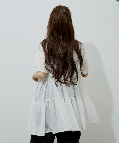 Libra Cue（リブラ キュー）の「ハーフスリーブティアードブラウス（シャツ/ブラウス・レディース・ホワイト/ブラック/ベージュ/ブルー・FREE）」の7枚目の写真