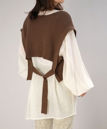 ＡＮＤＪ | バックベルトVネック綿混ニットベスト(ベスト)