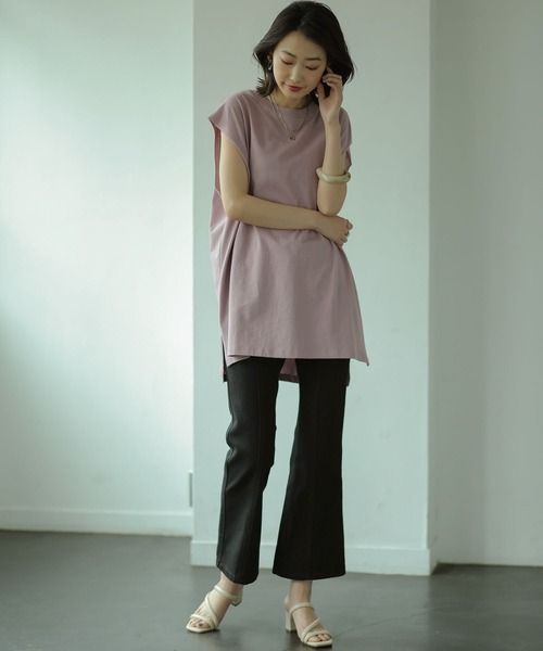 GeeRA（ジーラ）の「カラーツイル＆デニムフレアーパンツ（その他パンツ・レディース・ブラック/ブラウン/インディゴブルー/アイボリー・MEDIUM）」の22枚目の写真