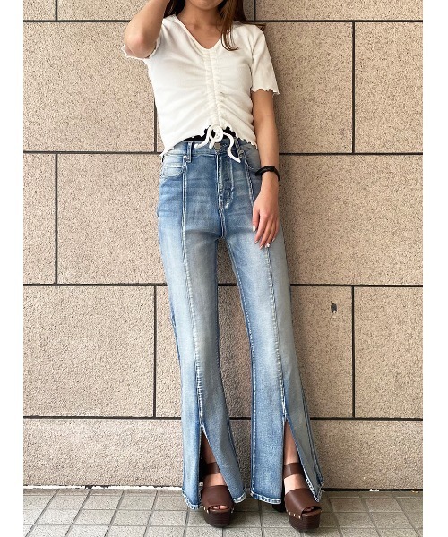 one way(ワンウェイ)の「【oneway】メロードロストトップス(Tシャツ/カットソー・レディース・ホワイト/ブラック/オレンジ/ライトグリーン/ダークグリーン/ライトブルー/パープル・FREE)」の10枚目の写真