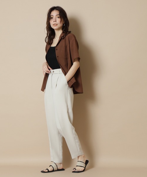 N.（N. Natural Beauty Basic）（エヌエヌナチュラルビューティーベーシック）の「◆ボタンディテールベルトタックパンツ（その他パンツ・レディース・ライトベージュ/イエロー/ブラック・MEDIUM）」の14枚目の写真