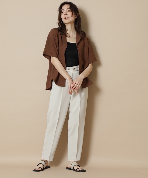 N.（N. Natural Beauty Basic）（エヌエヌナチュラルビューティーベーシック）の「◆ボタンディテールベルトタックパンツ（その他パンツ・レディース・ライトベージュ/イエロー/ブラック・MEDIUM）」の15枚目の写真