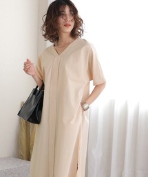 Vネックセンターラインサックワンピース