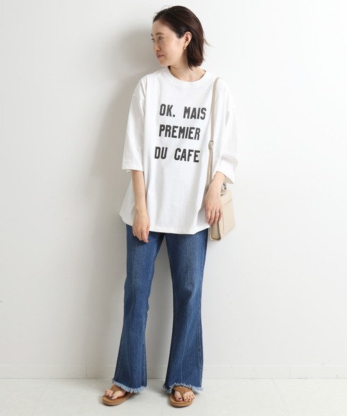 SLOBE IENA（スローブイエナ）の「OKグラフィックロゴBIGTシャツ【手洗い可能】◆（Tシャツ/カットソー・レディース・ホワイト/グレー・FREE）」の6枚目の写真