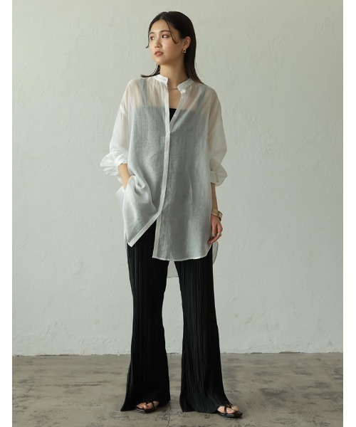 Re:EDIT(リエディ)の「マットボドレープリーツキックフレアパンツ(その他パンツ・レディース・ベージュ/ブルーグリーン/ブラック/オフホワイト・AS/BM/LARGE/SMALL/AM/BS/MEDIUM)」の11枚目の写真