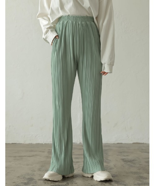 Re:EDIT(リエディ)の「マットボドレープリーツキックフレアパンツ(その他パンツ・レディース・ベージュ/ブルーグリーン/ブラック/オフホワイト・AS/BM/LARGE/SMALL/AM/BS/MEDIUM)」の13枚目の写真