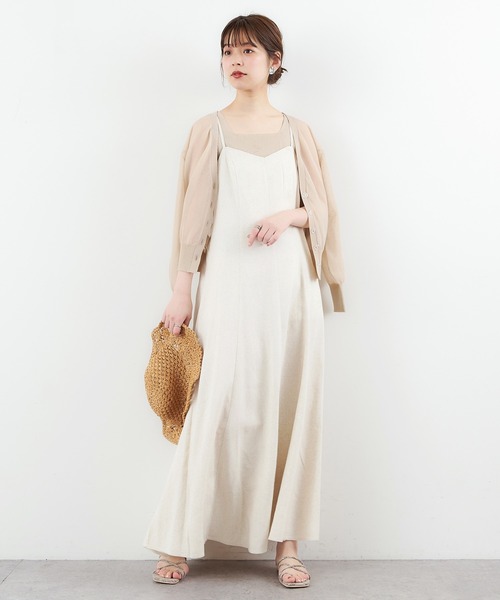 natural couture（ナチュラルクチュール）の「【WEB限定】リネン混バックリボン大人ワンピース（ワンピース・レディース・ブラック/ベージュ/レッド系その他/ライトベージュ・MEDIUM/LARGE）」の6枚目の写真