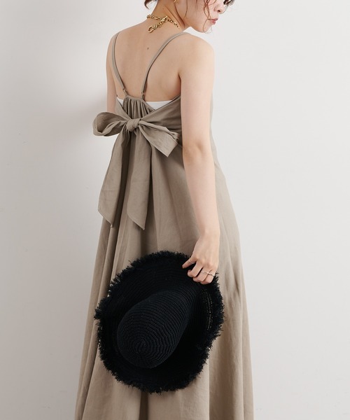 natural couture（ナチュラルクチュール）の「【WEB限定】リネン混バックリボン大人ワンピース（ワンピース・レディース・ブラック/ベージュ/レッド系その他/ライトベージュ・MEDIUM/LARGE）」の19枚目の写真