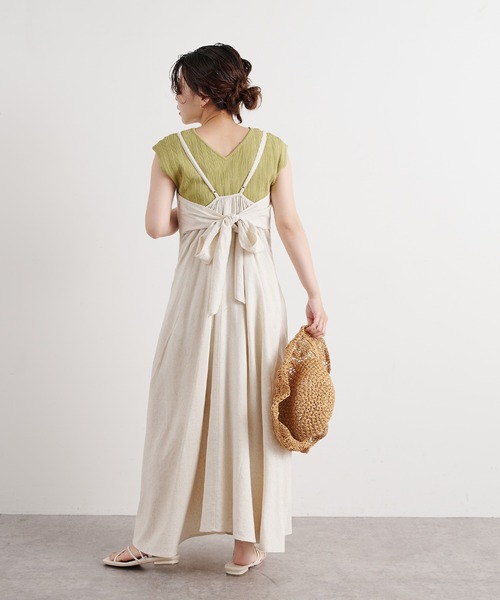 natural couture（ナチュラルクチュール）の「【WEB限定】リネン混バックリボン大人ワンピース（ワンピース・レディース・ブラック/ベージュ/レッド系その他/ライトベージュ・MEDIUM/LARGE）」の18枚目の写真